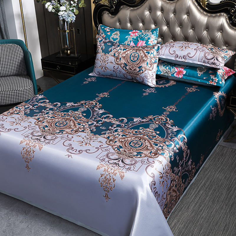 HKM-942163 Summer Sleeping Mat Set - Ice Silk Viscose Fiber, Bed Sheet & Pillowcases, 2.3x2.5m