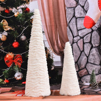 HKM-942291 All White Snowflake Flannel Christmas Tree Decoration - 45cm High, Plush Ornament