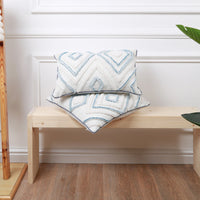 HKM-942291 Geometric Pattern Tufted Pillow in Blue and White - Nordic Style 45x45 & 30x50