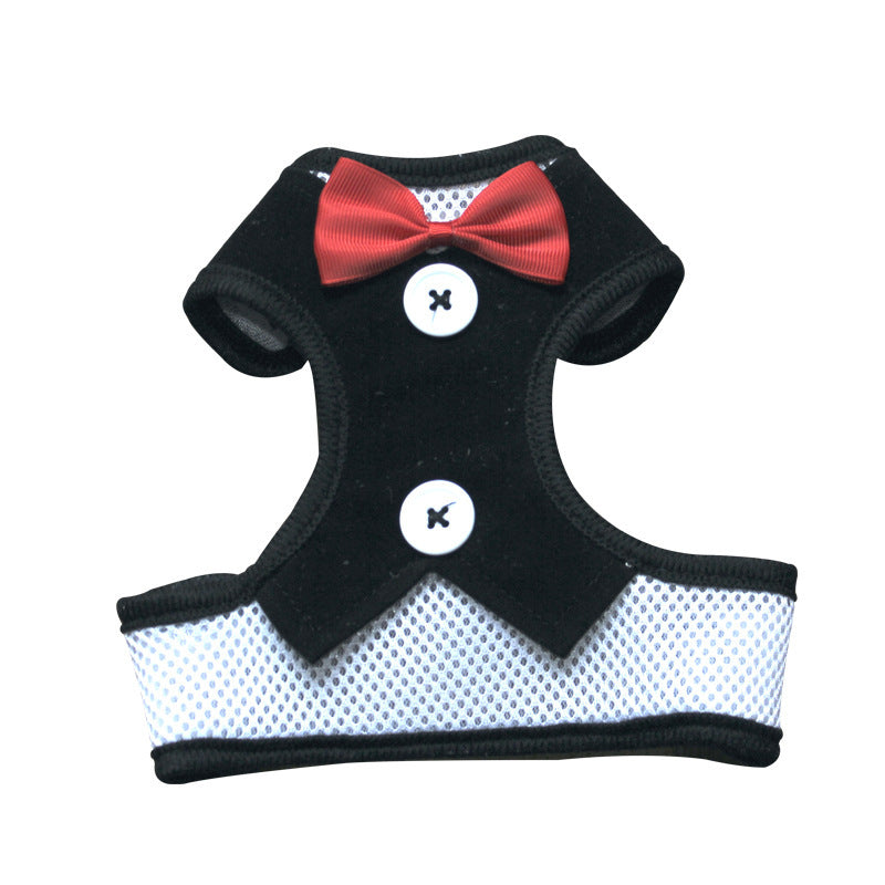 HKM-942355 Teddy Vest-Style Bow Evening Dress for Small Dogs with Chest Strap in Various Colors