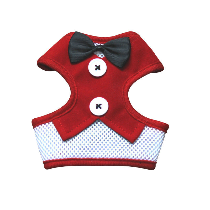 HKM-942355 Teddy Vest-Style Bow Evening Dress for Small Dogs with Chest Strap in Various Colors