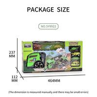 HKM-942419 Dinosaur Transport Carrier Parking Lot Toy Set for Kids, Green Deformed Truck and Garage Vehicles, Ages 3+