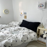 HKM-942483 Washed Four-Piece Bed Sheet Set in Plant and Flower Design