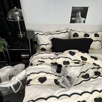 HKM-942483 Washed Four-Piece Bed Sheet Set in Plant and Flower Design