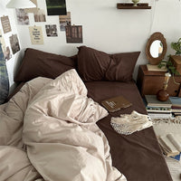 HKM-942483 Washed Four-Piece Bed Sheet Set in Plant and Flower Design