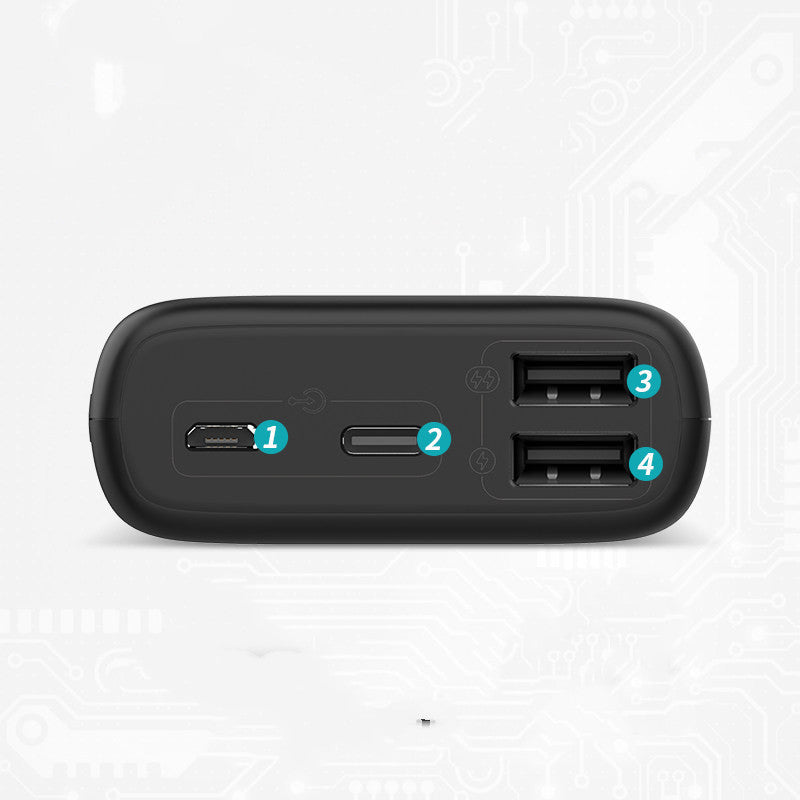 HKM-942547 Lightweight 10000mAh Mini Power Bank with Multi-U Port Output, Black