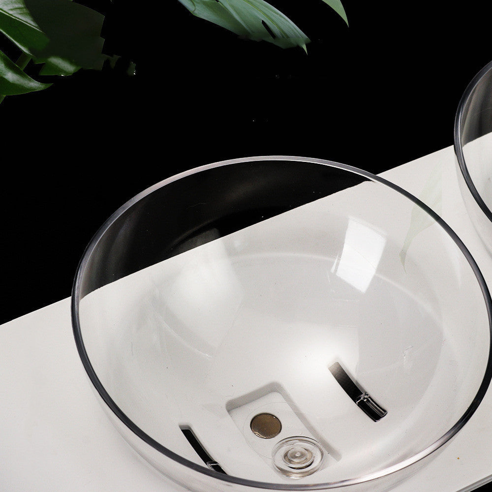 HKM-942675 Dual-Compartment Plastic Dog Bowl for Food and Water - White ABS Design