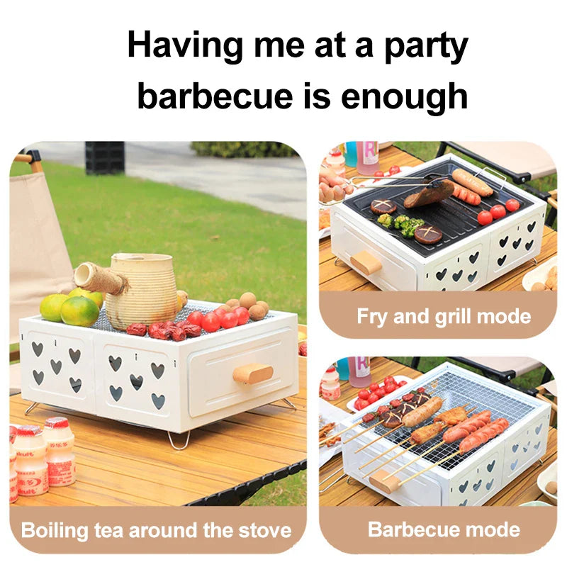 KTX-942675 Durable Square Charcoal Grill for Outdoor Camping and Beach Picnics