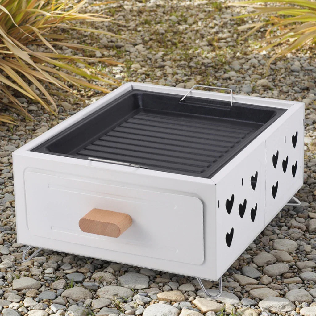 KTX-942675 Durable Square Charcoal Grill for Outdoor Camping and Beach Picnics