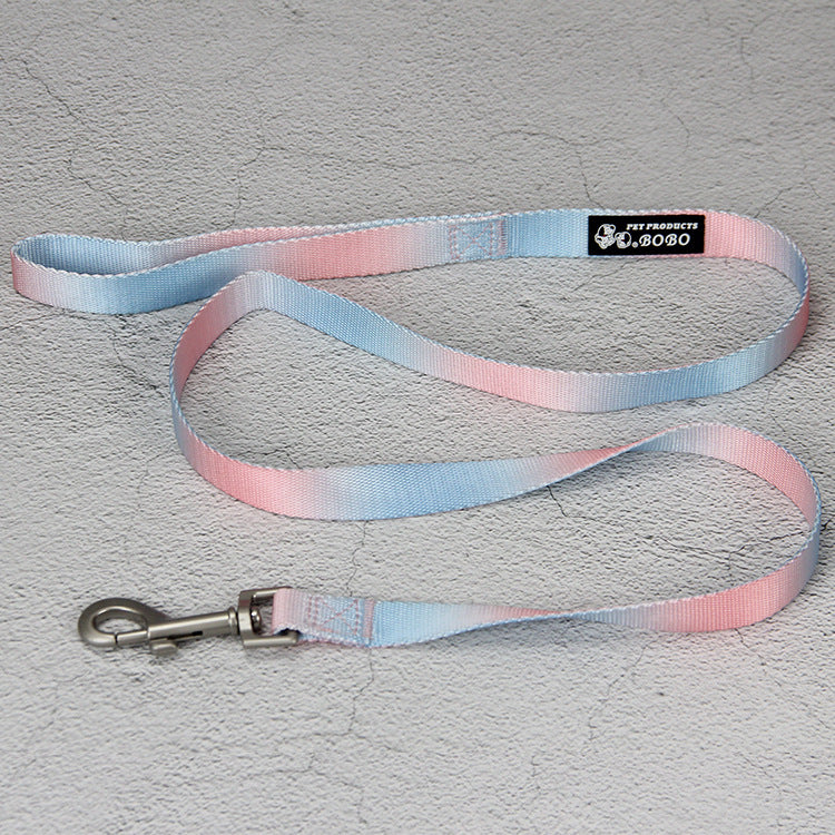HKM-942675 Gradient Color Dog Leash Set - Includes Collars, Bracelets, and Chest Harnesses in Various Shades