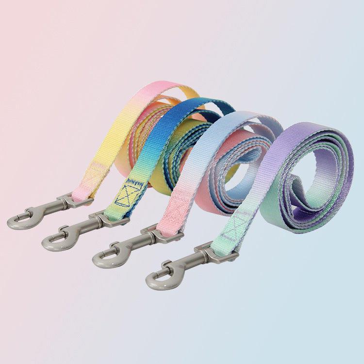 HKM-942675 Gradient Color Dog Leash Set - Includes Collars, Bracelets, and Chest Harnesses in Various Shades