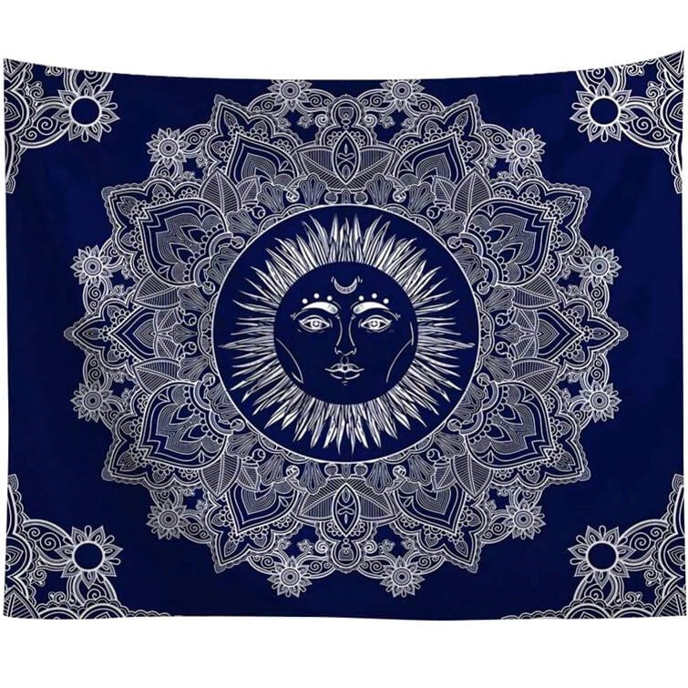 HKM-942867 Blue Sun God Tapestry - 100% Polyester Wall Art for Home Decor