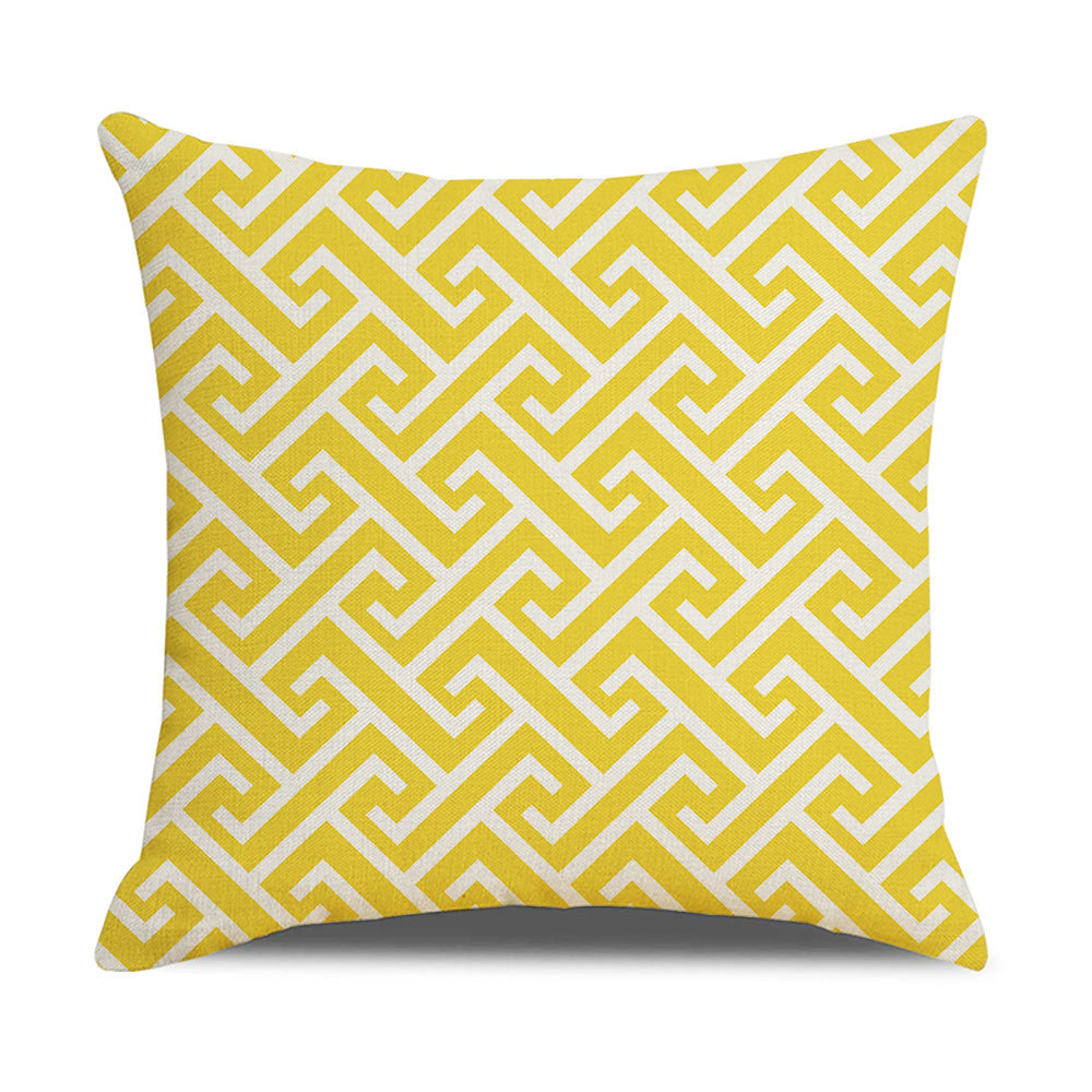 HKM-942867 Linen Geometric Outdoor and Indoor Pillowcase - Modern 45x45cm Cushion Cover