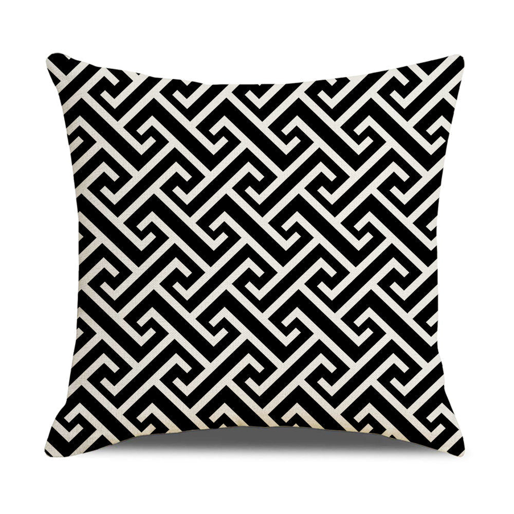 HKM-942867 Linen Geometric Outdoor and Indoor Pillowcase - Modern 45x45cm Cushion Cover