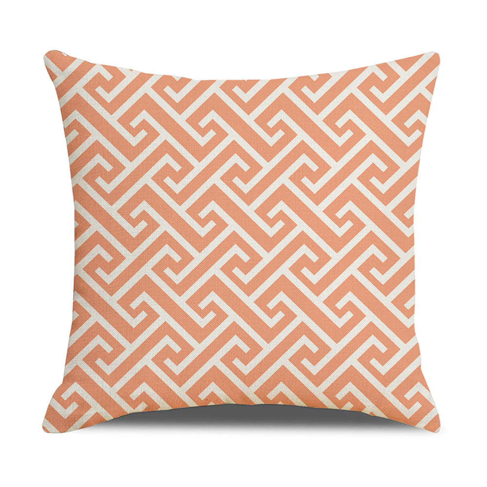 HKM-942867 Linen Geometric Outdoor and Indoor Pillowcase - Modern 45x45cm Cushion Cover