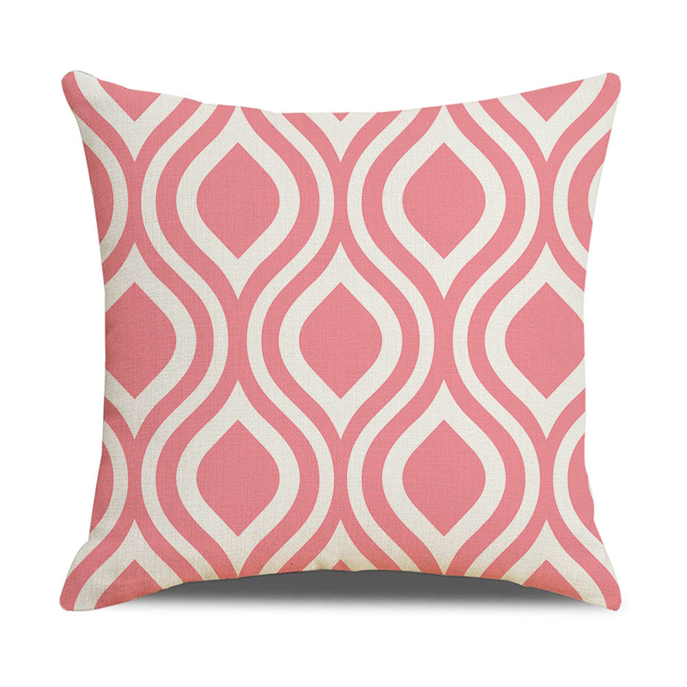 HKM-942867 Linen Geometric Outdoor and Indoor Pillowcase - Modern 45x45cm Cushion Cover