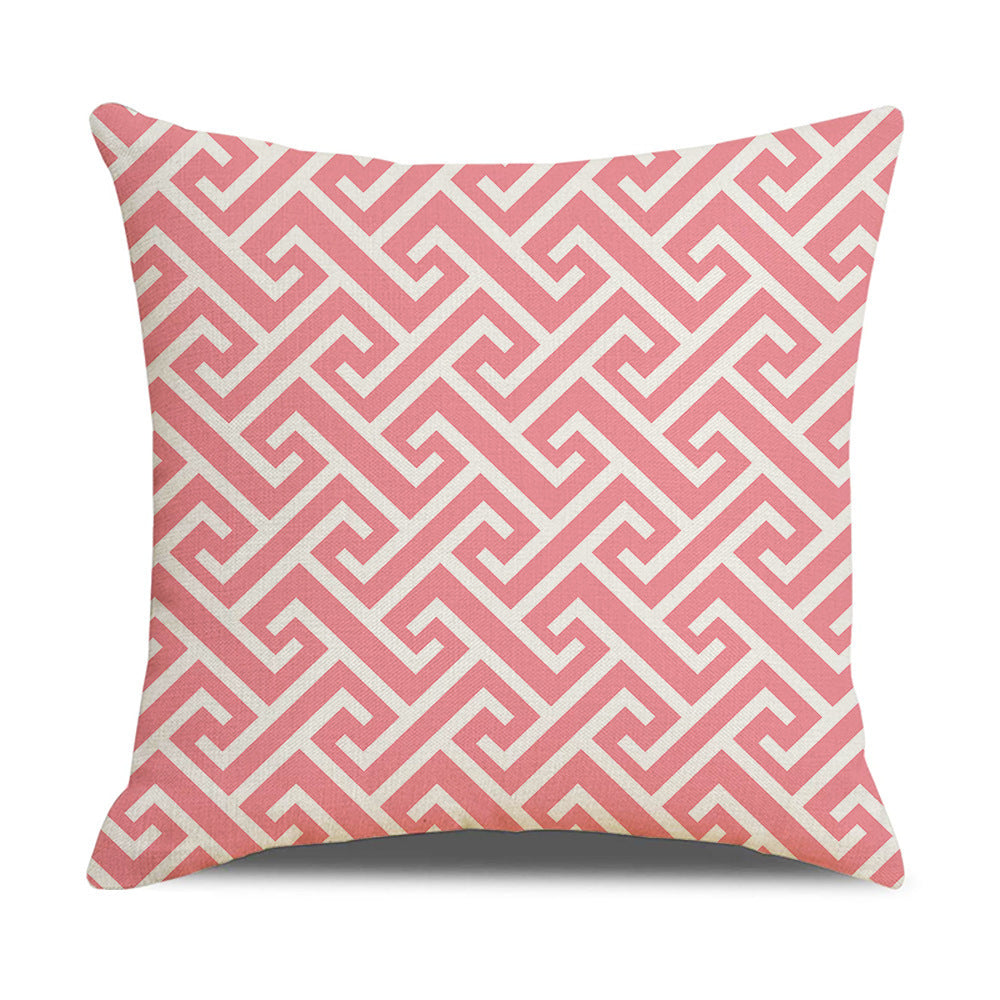 HKM-942867 Linen Geometric Outdoor and Indoor Pillowcase - Modern 45x45cm Cushion Cover