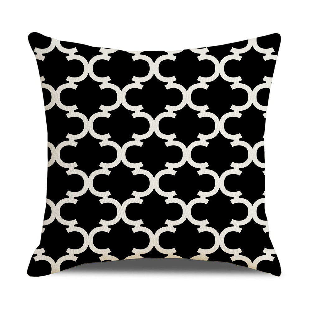 HKM-942867 Linen Geometric Outdoor and Indoor Pillowcase - Modern 45x45cm Cushion Cover