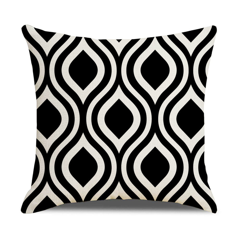 HKM-942867 Linen Geometric Outdoor and Indoor Pillowcase - Modern 45x45cm Cushion Cover