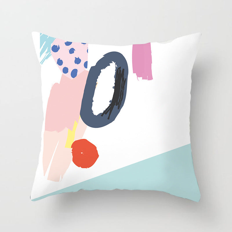 KTX-942995 Geometric Abstract Peachskin Decorative Pillowcase - 45x45cm for Home Decor