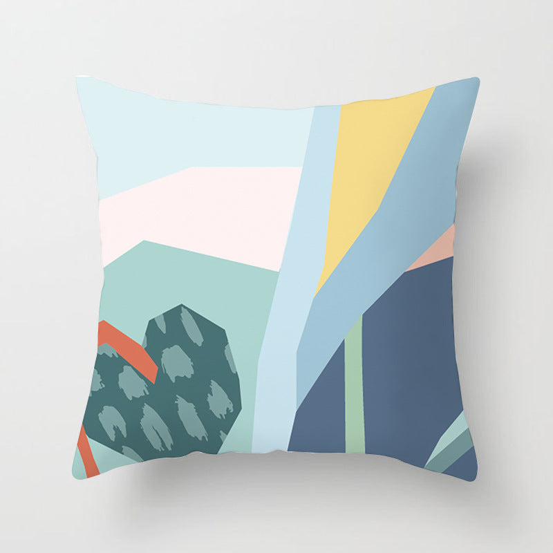 KTX-942995 Geometric Abstract Peachskin Decorative Pillowcase - 45x45cm for Home Decor