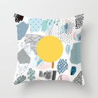 HKM-942995 Geometric Abstract Peachskin Decorative Pillowcase - 45x45cm for Home Decor