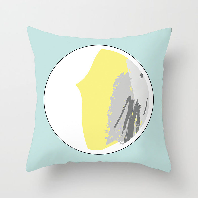 KTX-942995 Geometric Abstract Peachskin Decorative Pillowcase - 45x45cm for Home Decor