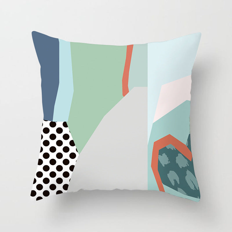 KTX-942995 Geometric Abstract Peachskin Decorative Pillowcase - 45x45cm for Home Decor