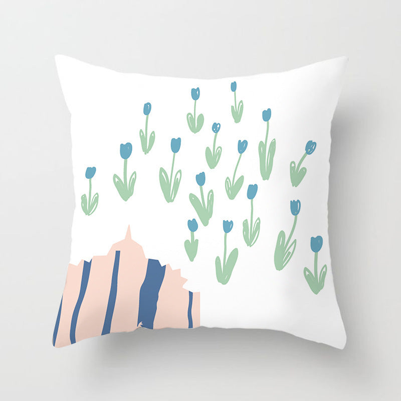 KTX-942995 Geometric Abstract Peachskin Decorative Pillowcase - 45x45cm for Home Decor