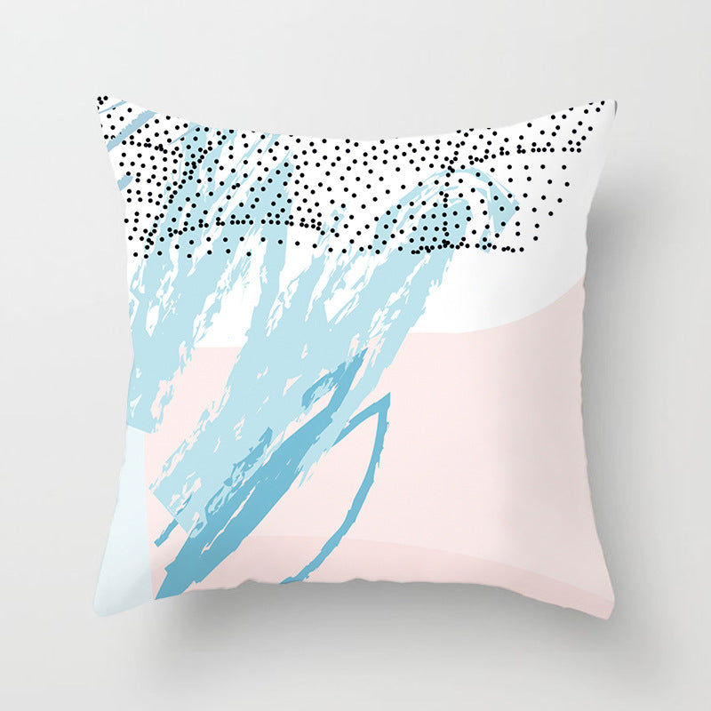 KTX-942995 Geometric Abstract Peachskin Decorative Pillowcase - 45x45cm for Home Decor