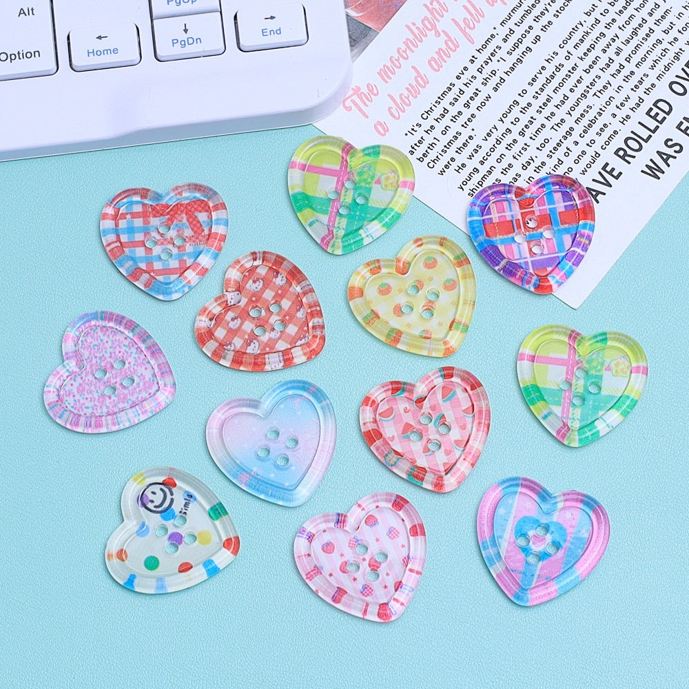 KTX-942995 Handmade Cartoon Transparent Buttons in Various Fun Designs - DIY Resin Accessories