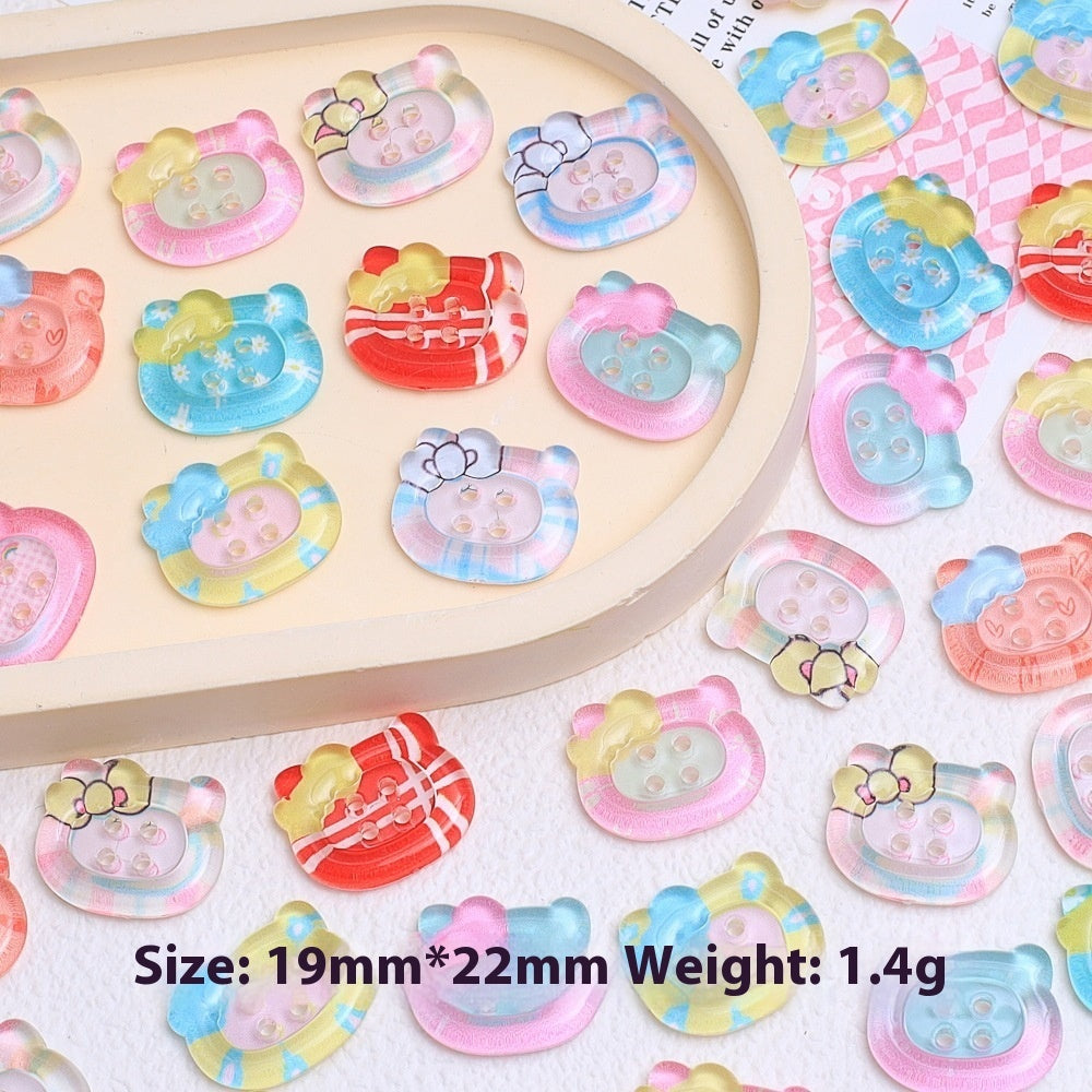 KTX-942995 Handmade Cartoon Transparent Buttons in Various Fun Designs - DIY Resin Accessories