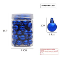 HKM-943123 48 Mini Christmas Hanging Balls in Red, Gold, Silver, Rose, Blue, and Green - Plastic Ornaments for Tree Decoration