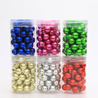 HKM-943123 48 Mini Christmas Hanging Balls in Red, Gold, Silver, Rose, Blue, and Green - Plastic Ornaments for Tree Decoration