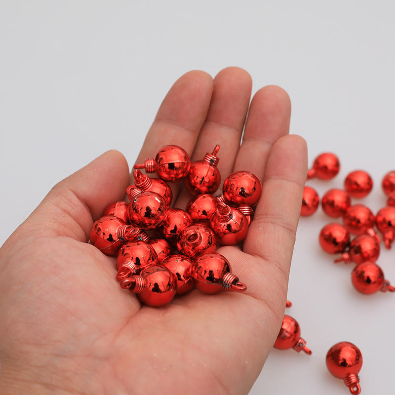 HKM-943123 48 Mini Christmas Hanging Balls in Red, Gold, Silver, Rose, Blue, and Green - Plastic Ornaments for Tree Decoration