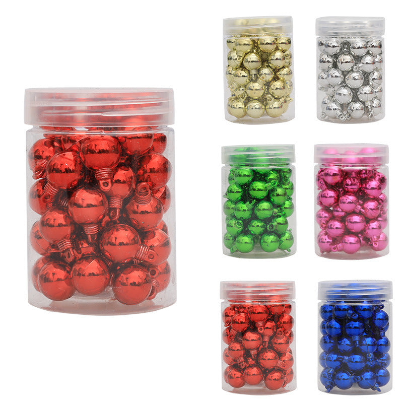 HKM-943123 48 Mini Christmas Hanging Balls in Red, Gold, Silver, Rose, Blue, and Green - Plastic Ornaments for Tree Decoration
