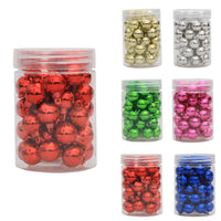 HKM-943123 48 Mini Christmas Hanging Balls in Red, Gold, Silver, Rose, Blue, and Green - Plastic Ornaments for Tree Decoration