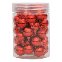 HKM-943123 48 Mini Christmas Hanging Balls in Red, Gold, Silver, Rose, Blue, and Green - Plastic Ornaments for Tree Decoration