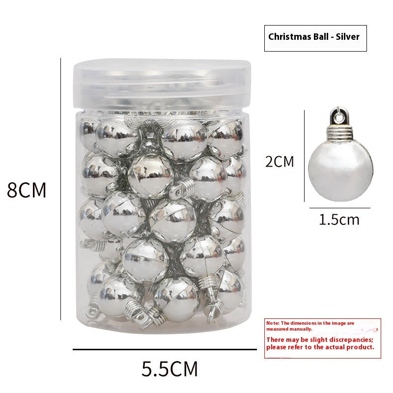 HKM-943123 48 Mini Christmas Hanging Balls in Red, Gold, Silver, Rose, Blue, and Green - Plastic Ornaments for Tree Decoration