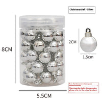 HKM-943123 48 Mini Christmas Hanging Balls in Red, Gold, Silver, Rose, Blue, and Green - Plastic Ornaments for Tree Decoration