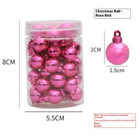 HKM-943123 48 Mini Christmas Hanging Balls in Red, Gold, Silver, Rose, Blue, and Green - Plastic Ornaments for Tree Decoration