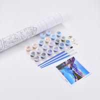 HKM-943315 DIY Painting By Numbers Kit - Beach Day, 40x50cm, Acrylic Non-Toxic Pigment, Includes Canvas and Brushes