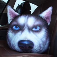 HKM-943443 Funny Animal Head Pillow - Yellow Dog, Black Dog, Husky Designs, Large & Small Sizes Available