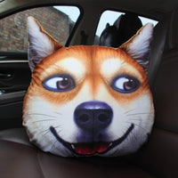 HKM-943443 Funny Animal Head Pillow - Yellow Dog, Black Dog, Husky Designs, Large & Small Sizes Available