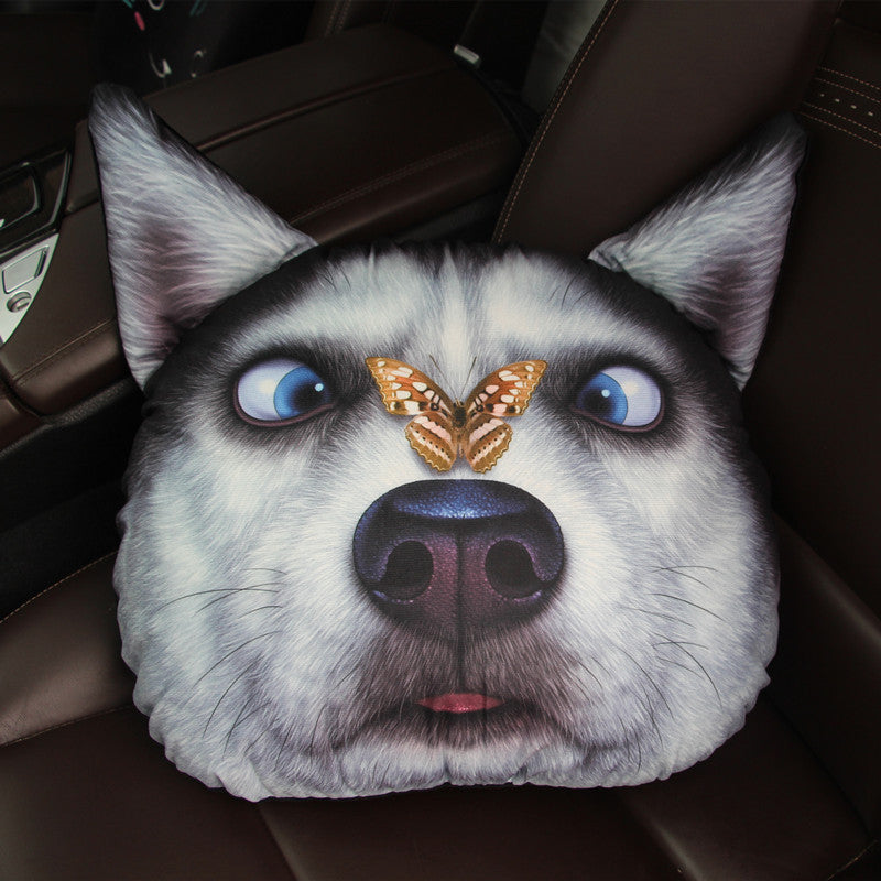 HKM-943443 Funny Animal Head Pillow - Yellow Dog, Black Dog, Husky Designs, Large & Small Sizes Available