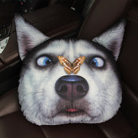 HKM-943443 Funny Animal Head Pillow - Yellow Dog, Black Dog, Husky Designs, Large & Small Sizes Available