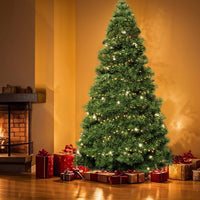 HKM-943443 Pre-Lit Hinged Artificial Christmas Tree with 347 Branch Tips and 120 Warm White Lights, Available in Multiple Sizes