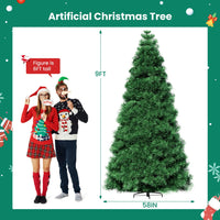 HKM-943443 Pre-Lit Hinged Artificial Christmas Tree with 347 Branch Tips and 120 Warm White Lights, Available in Multiple Sizes