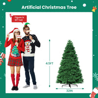 HKM-943443 Pre-Lit Hinged Artificial Christmas Tree with 347 Branch Tips and 120 Warm White Lights, Available in Multiple Sizes