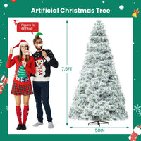 HKM-943443 Pre-Lit Hinged Artificial Christmas Tree with 347 Branch Tips and 120 Warm White Lights, Available in Multiple Sizes